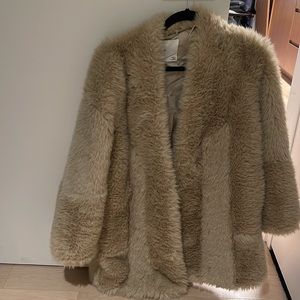Mango faux fur mid-length coat.